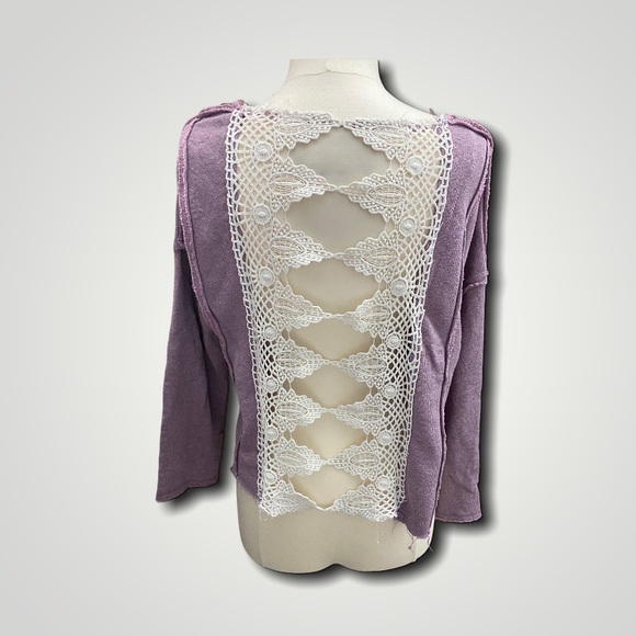 Free people | purple sweater with open lace back - Picture 2 of 10